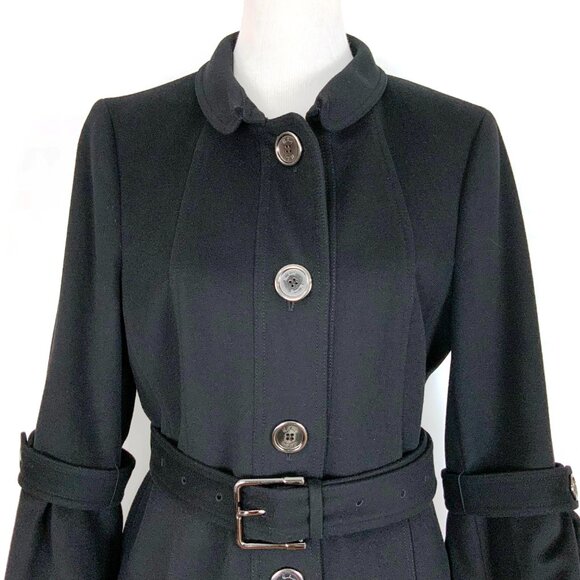 Burberry Prorsum Black Cashmere Blend Pleated Midi Length Trench Coat M - Picture 5 of 16